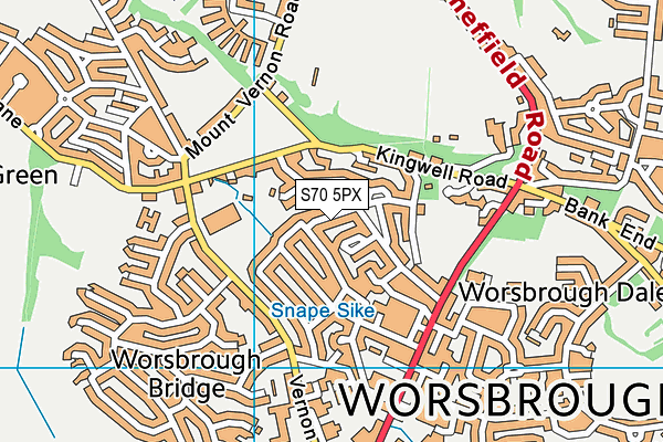 S70 5PX map - OS VectorMap District (Ordnance Survey)