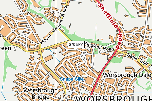 S70 5PY map - OS VectorMap District (Ordnance Survey)