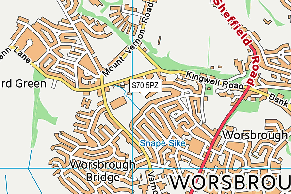 S70 5PZ map - OS VectorMap District (Ordnance Survey)