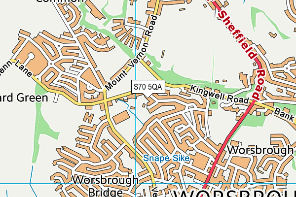 S70 5QA map - OS VectorMap District (Ordnance Survey)