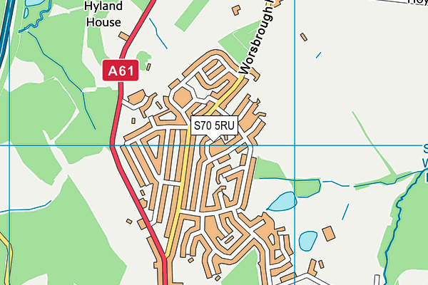 S70 5RU map - OS VectorMap District (Ordnance Survey)