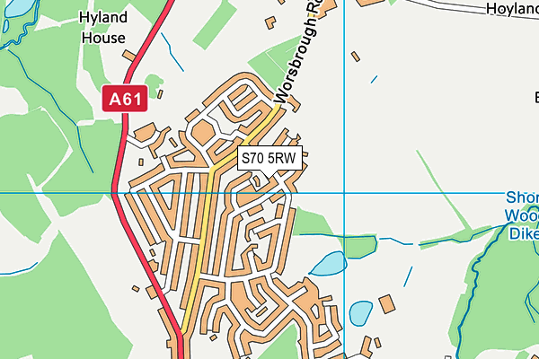 S70 5RW map - OS VectorMap District (Ordnance Survey)