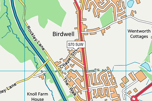 S70 5UW map - OS VectorMap District (Ordnance Survey)