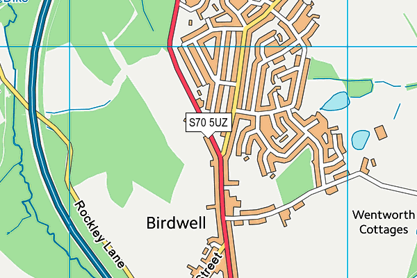 S70 5UZ map - OS VectorMap District (Ordnance Survey)