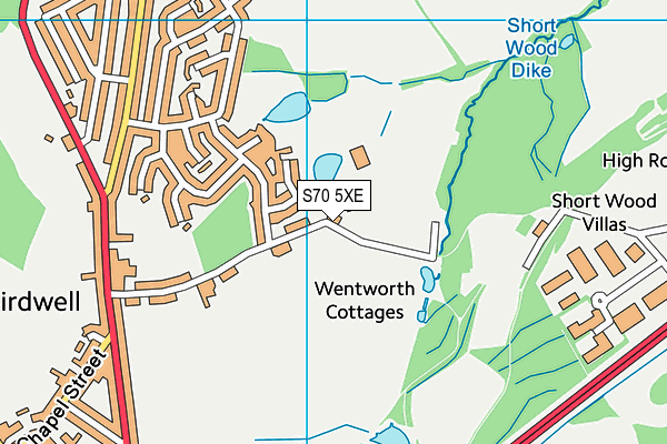 S70 5XE map - OS VectorMap District (Ordnance Survey)