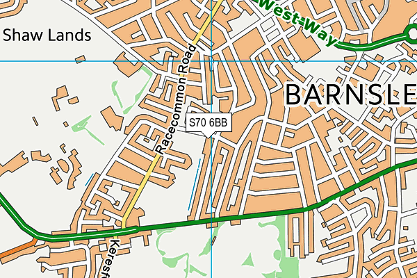S70 6BB map - OS VectorMap District (Ordnance Survey)
