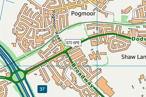 S70 6PE map - OS VectorMap District (Ordnance Survey)