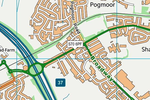 S70 6PF map - OS VectorMap District (Ordnance Survey)