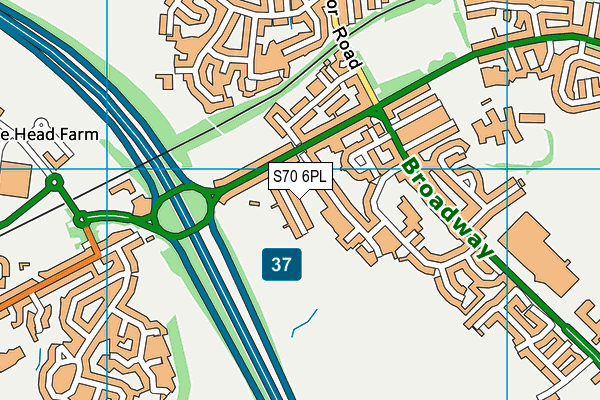 S70 6PL map - OS VectorMap District (Ordnance Survey)