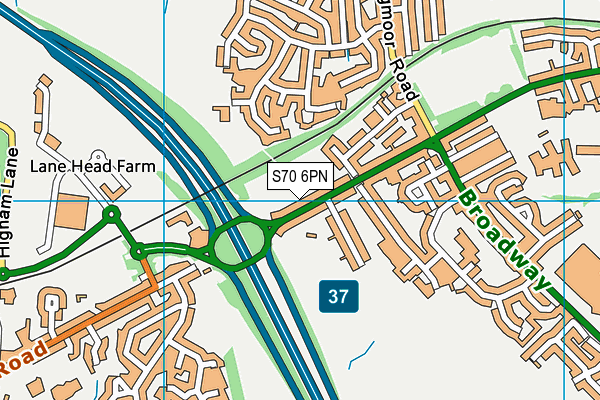S70 6PN map - OS VectorMap District (Ordnance Survey)