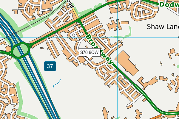 S70 6QW map - OS VectorMap District (Ordnance Survey)