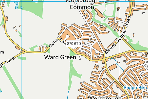 S70 6TD map - OS VectorMap District (Ordnance Survey)
