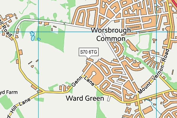 S70 6TG map - OS VectorMap District (Ordnance Survey)