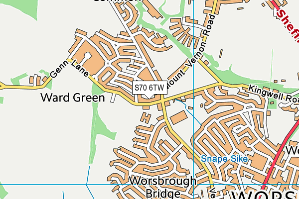 S70 6TW map - OS VectorMap District (Ordnance Survey)