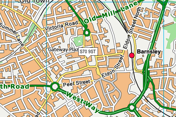 S70 9ST map - OS VectorMap District (Ordnance Survey)