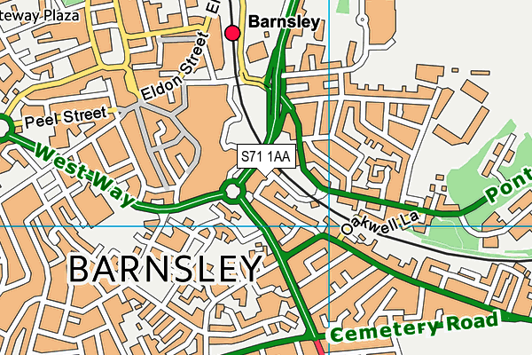 S71 1AA map - OS VectorMap District (Ordnance Survey)