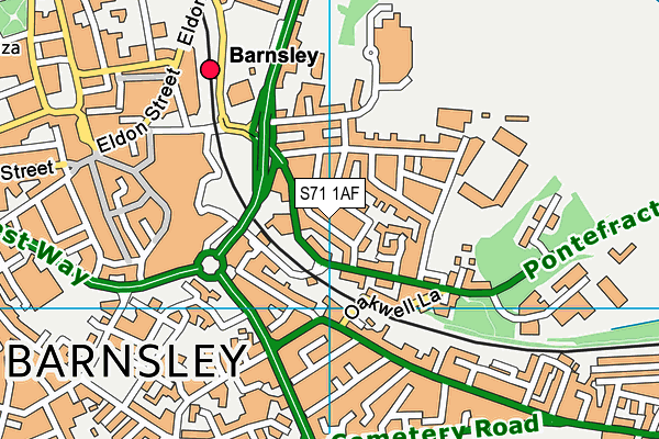 S71 1AF map - OS VectorMap District (Ordnance Survey)