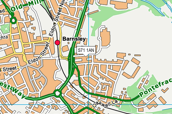 Barnsley Metrodome Leisure Complex map (S71 1AN) - OS VectorMap District (Ordnance Survey)