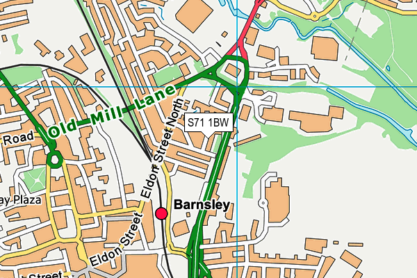 S71 1BW map - OS VectorMap District (Ordnance Survey)