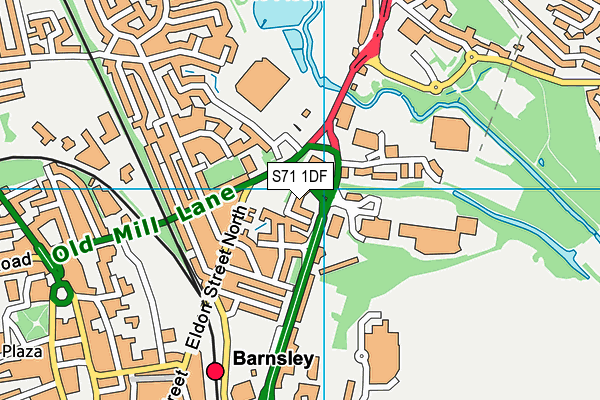 S71 1DF map - OS VectorMap District (Ordnance Survey)