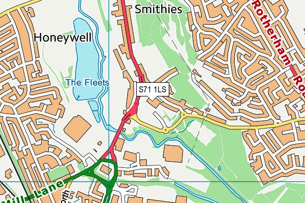 S71 1LS map - OS VectorMap District (Ordnance Survey)