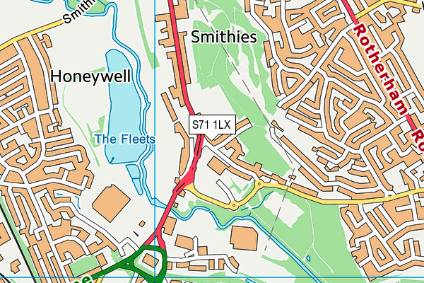 S71 1LX map - OS VectorMap District (Ordnance Survey)