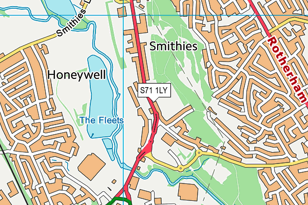 S71 1LY map - OS VectorMap District (Ordnance Survey)