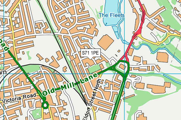 S71 1PE map - OS VectorMap District (Ordnance Survey)