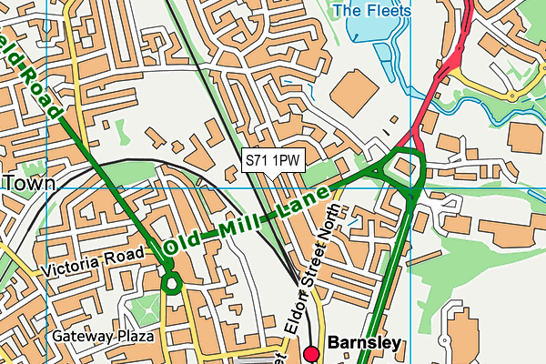 S71 1PW map - OS VectorMap District (Ordnance Survey)