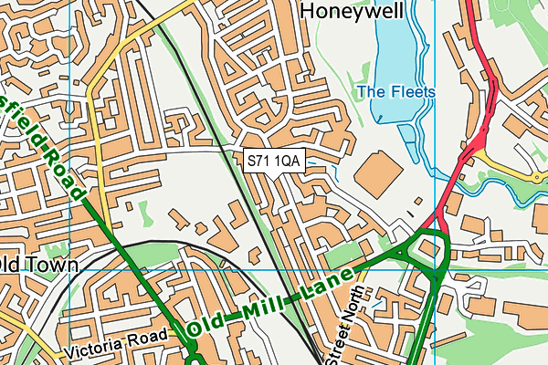 S71 1QA map - OS VectorMap District (Ordnance Survey)