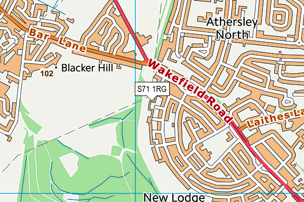 S71 1RG map - OS VectorMap District (Ordnance Survey)