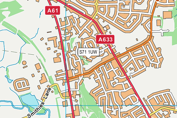 S71 1UW map - OS VectorMap District (Ordnance Survey)