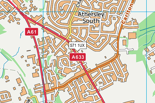 S71 1UX map - OS VectorMap District (Ordnance Survey)