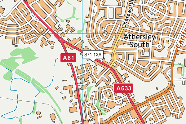 S71 1XA map - OS VectorMap District (Ordnance Survey)