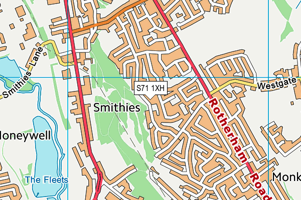 S71 1XH map - OS VectorMap District (Ordnance Survey)