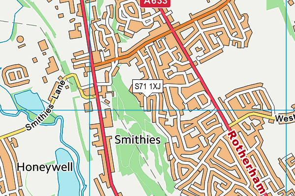 S71 1XJ map - OS VectorMap District (Ordnance Survey)