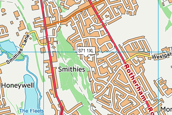 S71 1XL map - OS VectorMap District (Ordnance Survey)