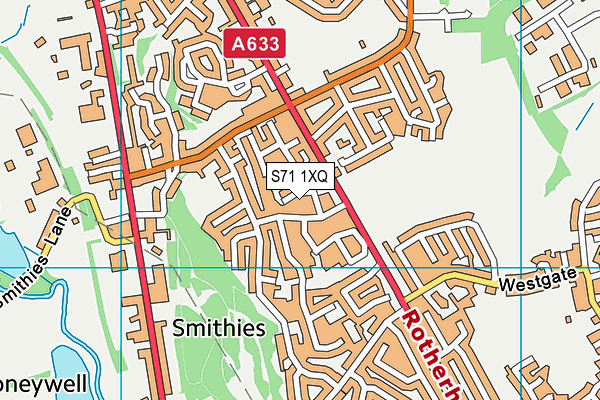 S71 1XQ map - OS VectorMap District (Ordnance Survey)