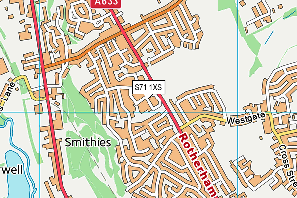 S71 1XS map - OS VectorMap District (Ordnance Survey)