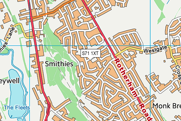 S71 1XT map - OS VectorMap District (Ordnance Survey)