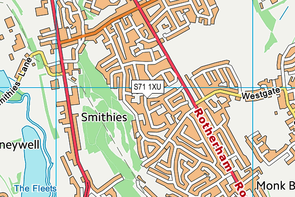 S71 1XU map - OS VectorMap District (Ordnance Survey)