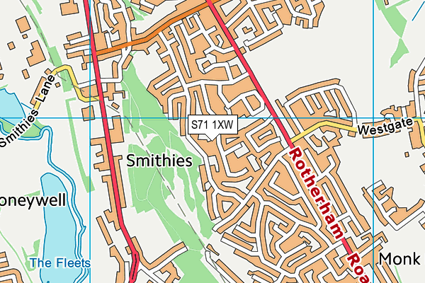 S71 1XW map - OS VectorMap District (Ordnance Survey)