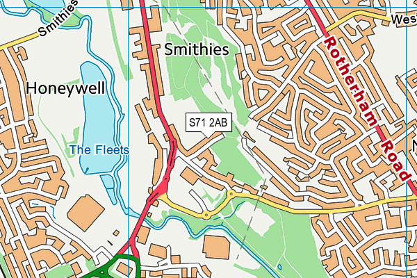 S71 2AB map - OS VectorMap District (Ordnance Survey)