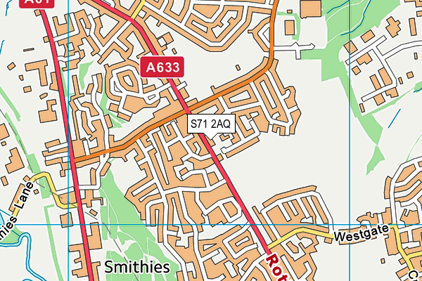 S71 2AQ map - OS VectorMap District (Ordnance Survey)