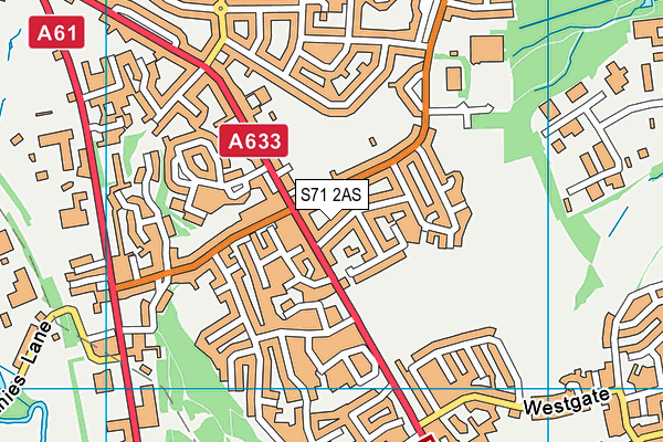 S71 2AS map - OS VectorMap District (Ordnance Survey)