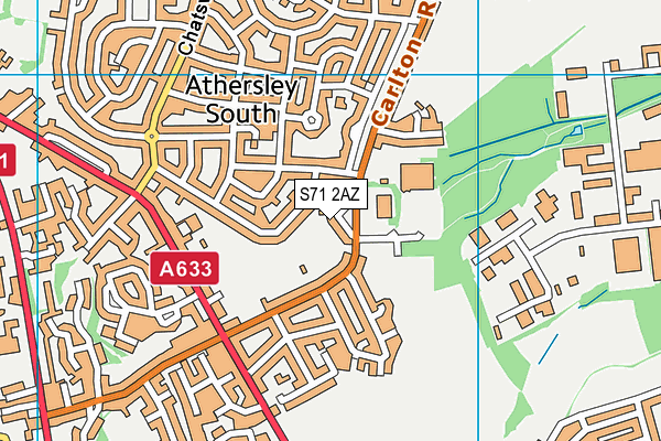 S71 2AZ map - OS VectorMap District (Ordnance Survey)