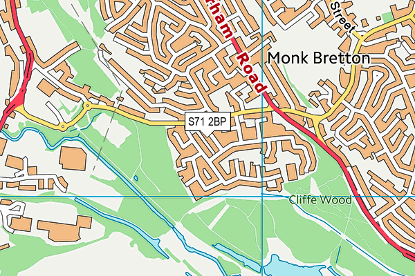 S71 2BP map - OS VectorMap District (Ordnance Survey)