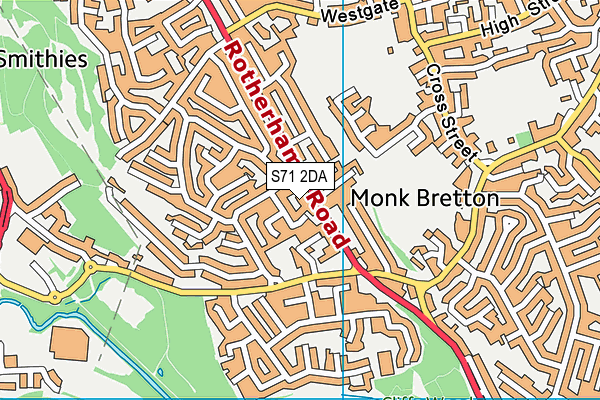 S71 2DA map - OS VectorMap District (Ordnance Survey)