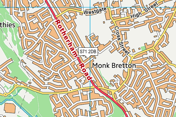 S71 2DB map - OS VectorMap District (Ordnance Survey)