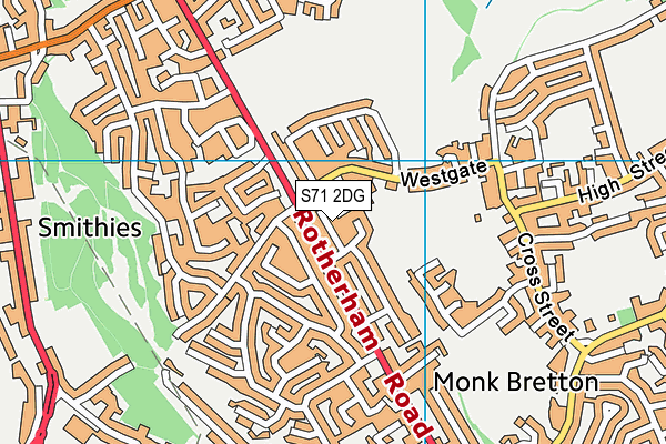 S71 2DG map - OS VectorMap District (Ordnance Survey)